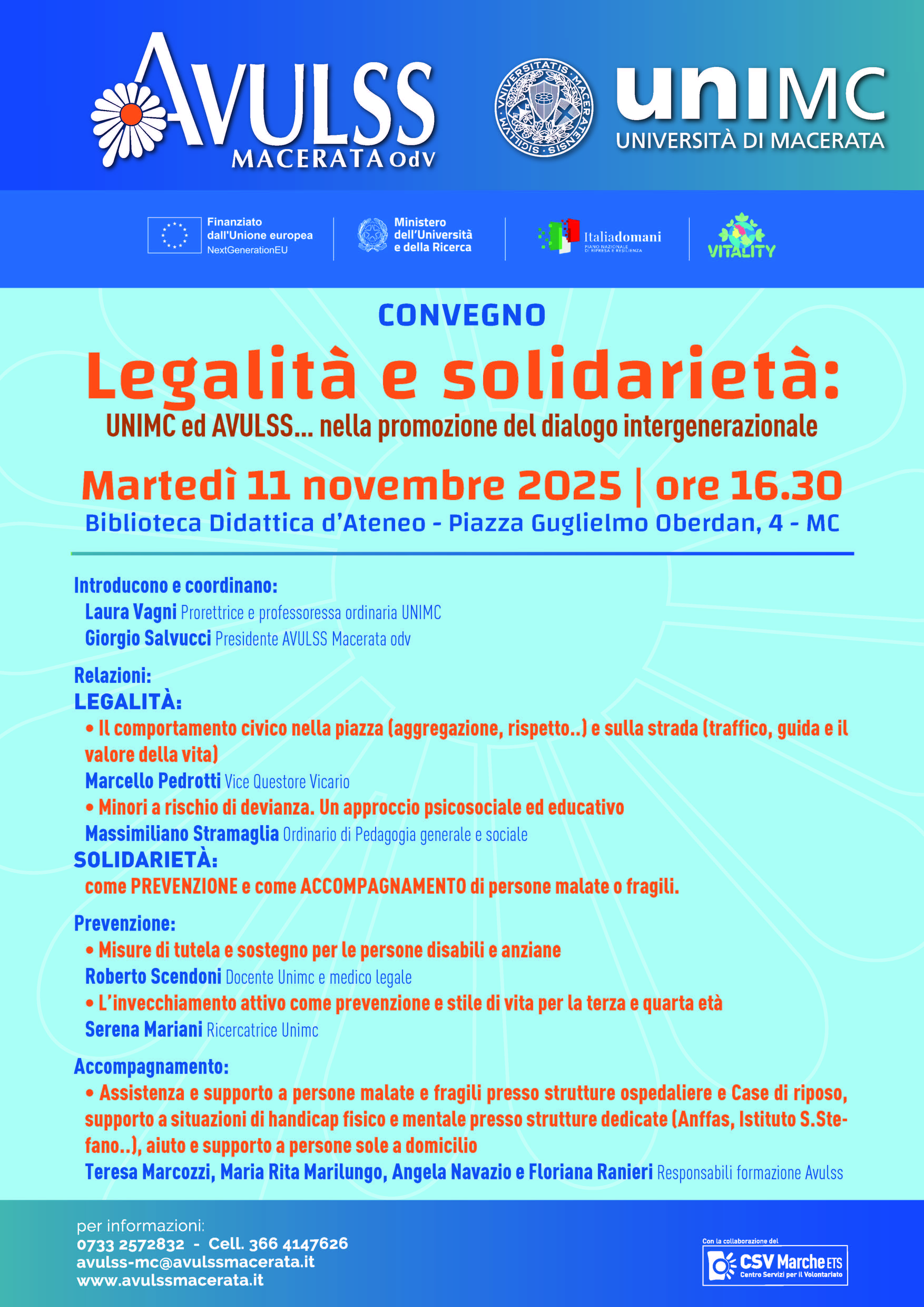 Convegno “Legalità e solidarietà: UniMC ed Avluss nella promozione del dialogo intergenerazionale”