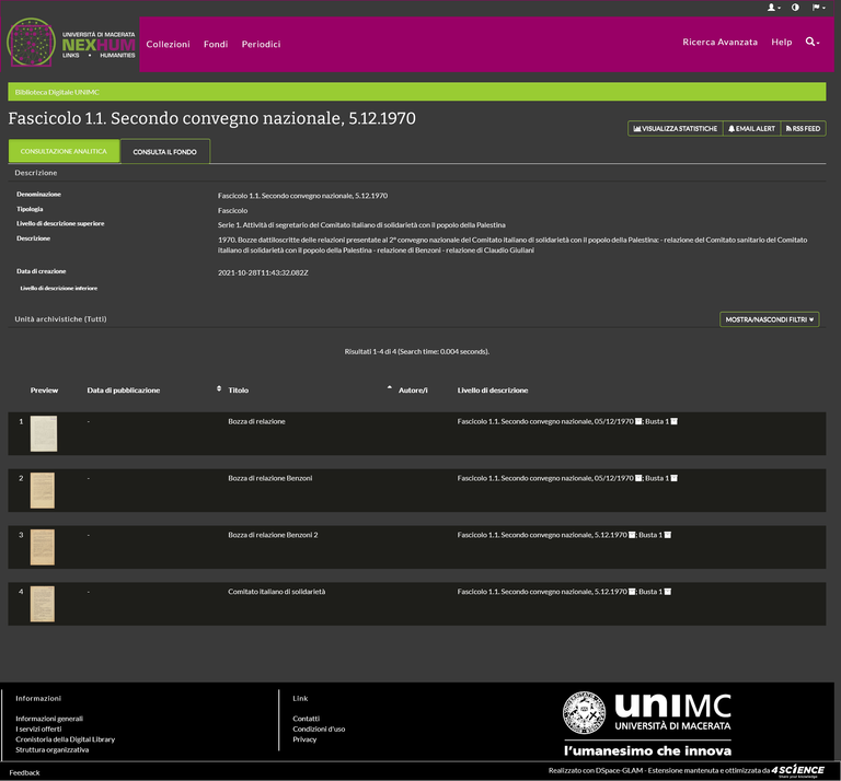 Nexhum visualizzazione fascicolo di fondo archivistico